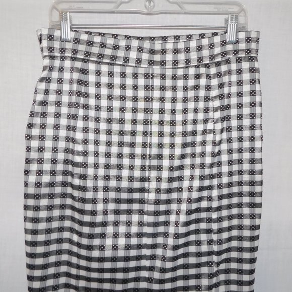 Living Dead Souls Womens XL Black White Gingham check Pencil Skirt Hem Ruffle - Picture 8 of 11